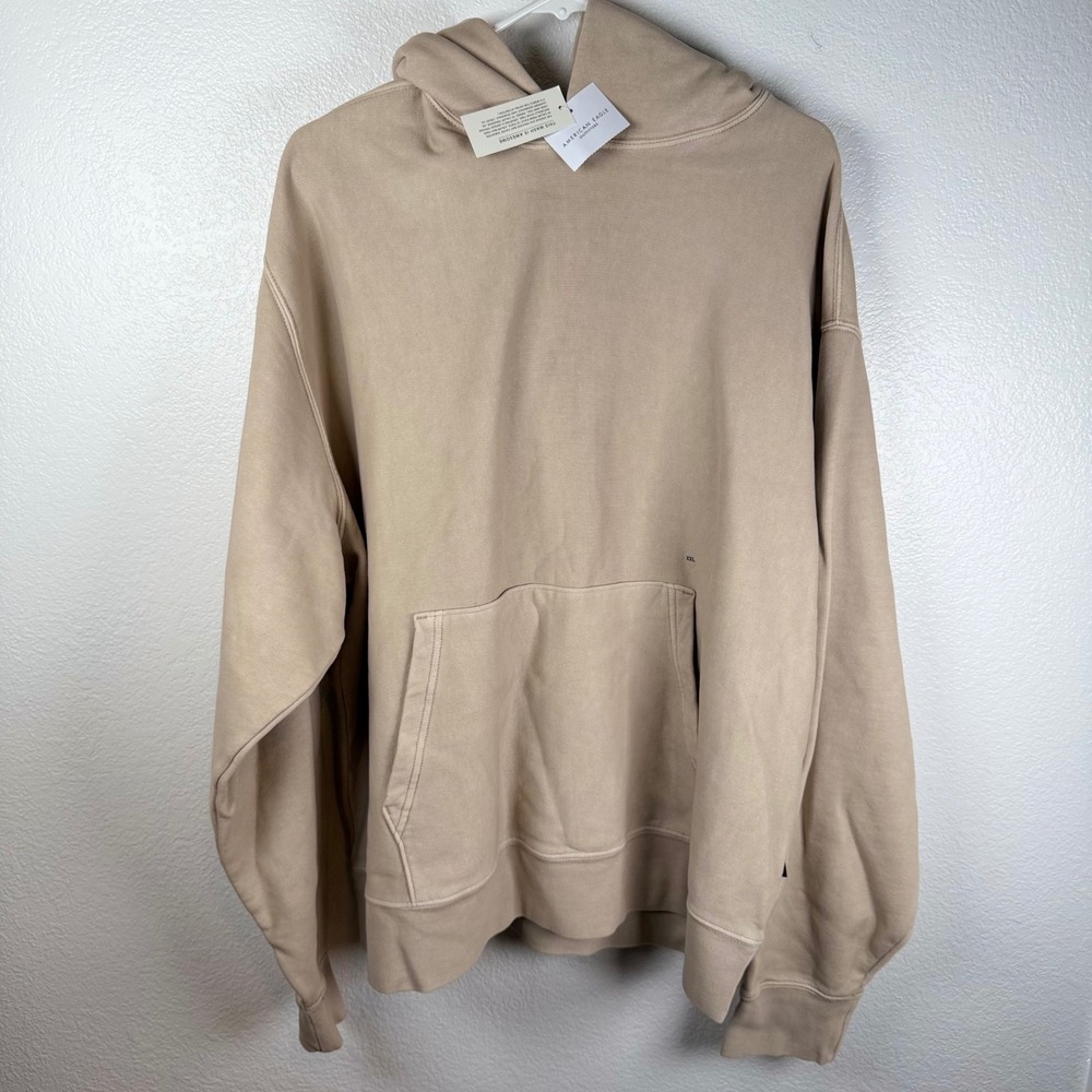 American Eagle Outfitters Mens XXL Tan Hoodie 2720 NWT Laidback Luxe Heavyweight